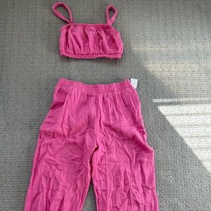 Crop top and pants matching set Top ( s ) bottom ( m )